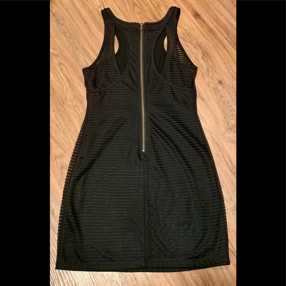 Black Bodycon Dress Zipper Back and Cutout Detail - Picture 3 of 6